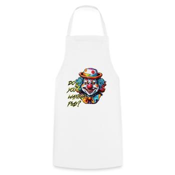 Clown / Zirkus / Fasching / Karneval / verspielt - Kochschürze - Weiß - Vorne - AI Model Male 185 dark (185cm)