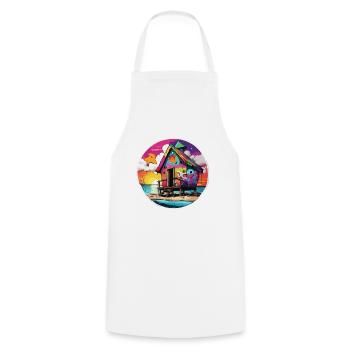 Lakeside House / Cabin / Lake / Mountains / Nature /Forest - Cooking Apron - white - Front - AI Model Male 185 dark (185cm)