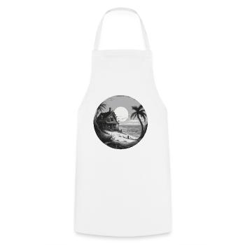 Lakeside House / Cabin / Lake / Mountains / Nature /Forest - Cooking Apron - white - Front - AI Model Male 185 dark (185cm)
