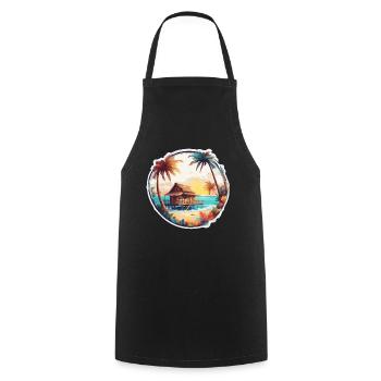 Lakeside House / Cabin / Lake / Mountains / Nature /Forest - Cooking Apron - black - Front - AI Model Male 185 dark (185cm)