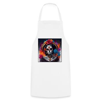La Catrina / Tatouage / Mexique / Crâne / Crâne - Tablier de cuisine - blanc - Devant - AI Model Male 185 dark (185cm)
