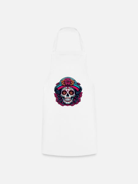 La Catrina/ Tattoo / Mexiko / Totenkopf / Skull - Kochschürze - Weiß