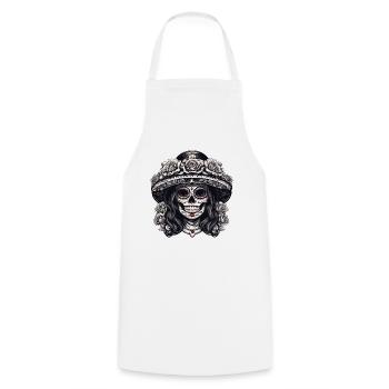 La Catrina/ Tattoo / Mexico / Skull / Skull - Cooking Apron - white - Front - AI Model Male 185 dark (185cm)