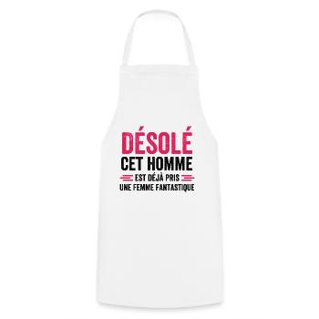 sorry this man is already taken - Cooking Apron - white - Front - AI Model Male 185 dark (185cm)