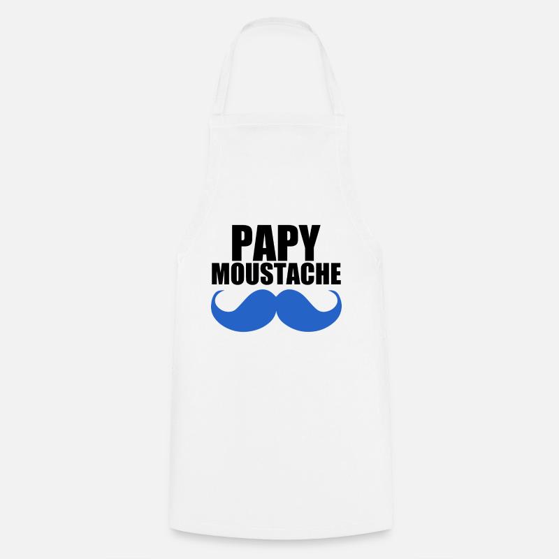 papy moustache - Tablier de cuisine - blanc
