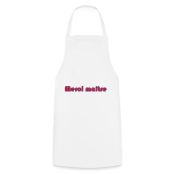 MAÎTRE. MERCI. MERCI MAÎTRE. MAITRE. CADEAU MAÎTRE - Tablier de cuisine - blanc - Devant - AI Model Male 185 dark (185cm)