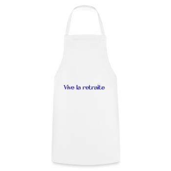 RETIREMENT. HAPPY RETIREMENT. HAPPY RETREAT - Cooking Apron - white - Front - AI Model Male 185 dark (185cm)