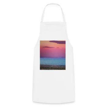 Plage Synthwave - Tablier de cuisine - blanc - Devant - AI Model Male 185 dark (185cm)