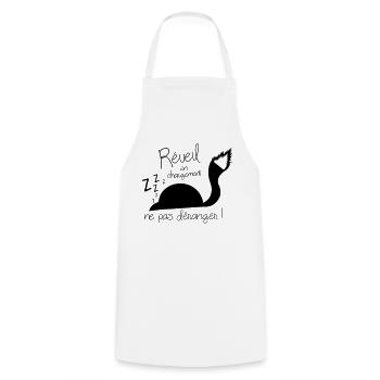 Chat réveil en chargement ! ne pas déranger ! - Tablier de cuisine - blanc - Devant - AI Model Male 185 dark (185cm)