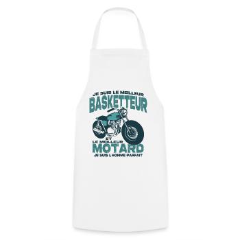 Le meilleur motard et le meilleur basketteur - Tablier de cuisine - blanc - Devant - AI Model Male 185 dark (185cm)