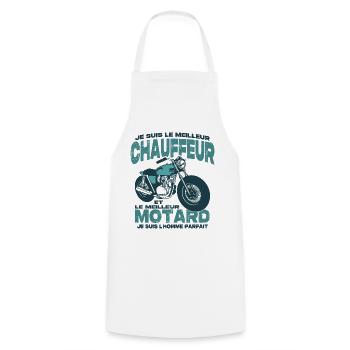 Le meilleur motard et le meilleur chauffeur - Tablier de cuisine - blanc - Devant - AI Model Male 185 dark (185cm)