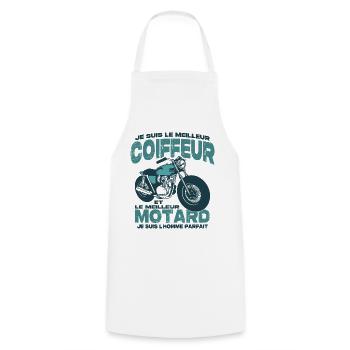 Le meilleur motard et le meilleur coiffeur - Tablier de cuisine - blanc - Devant - AI Model Male 185 dark (185cm)