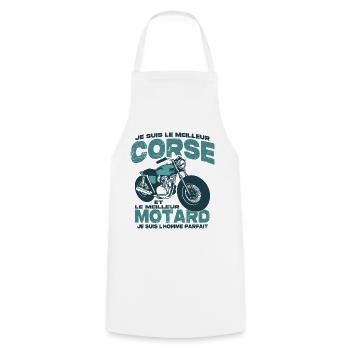 Le meilleur motard et le meilleur corse - Tablier de cuisine - blanc - Devant - AI Model Male 185 dark (185cm)