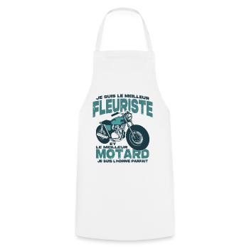 Le meilleur motard et le meilleur fleuriste - Tablier de cuisine - blanc - Devant - AI Model Male 185 dark (185cm)