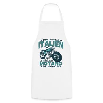 Le meilleur motard et le meilleur italien - Tablier de cuisine - blanc - Devant - AI Model Male 185 dark (185cm)