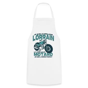 Le meilleur motard et le meilleur lorrain - Tablier de cuisine - blanc - Devant - AI Model Male 185 dark (185cm)