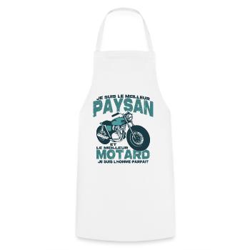 Le meilleur motard et le meilleur paysan - Tablier de cuisine - blanc - Devant - AI Model Male 185 dark (185cm)