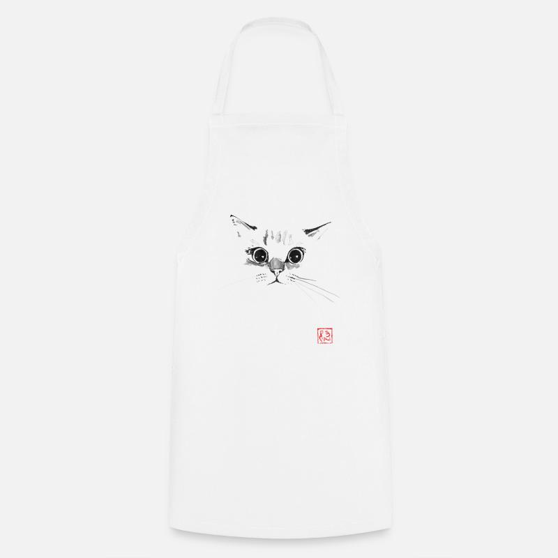 Cat Face - Cooking Apron - white