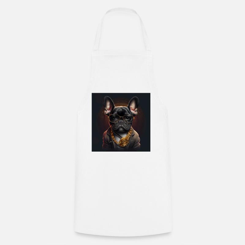 Bouledogue français « style mafia » - Tablier de cuisine - blanc