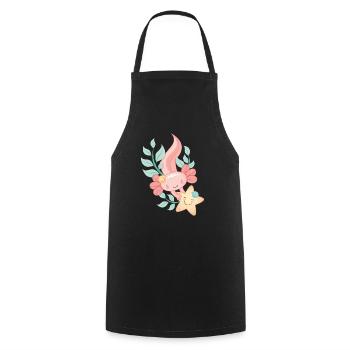 Axolotl avec étoile de mer - Tablier de cuisine - noir - Devant - AI Model Male 185 dark (185cm)