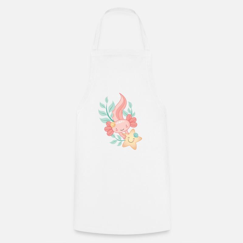 Axolotl avec étoile de mer - Tablier de cuisine - blanc