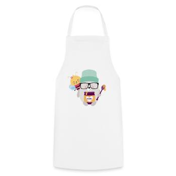 Ours avec abeille - Tablier de cuisine - blanc - Devant - AI Model Male 185 dark (185cm)