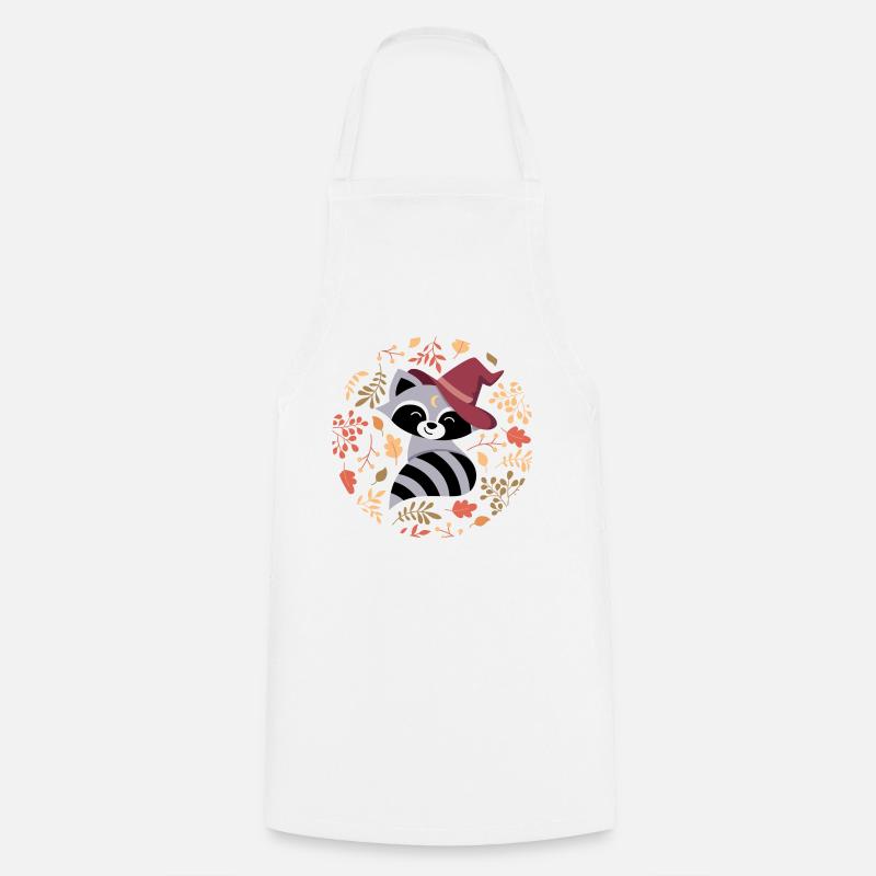 Raccoon with autumn pattern - Cooking Apron - white