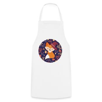 Fox with autumn pattern - Cooking Apron - white - Front - AI Model Male 185 dark (185cm)