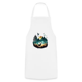 Landscape Deer | Mountains | Sun - Cooking Apron - white - Front - AI Model Male 185 dark (185cm)