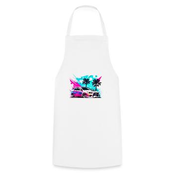 Miami Car 7 - Cooking Apron - white - Front - AI Model Male 185 dark (185cm)