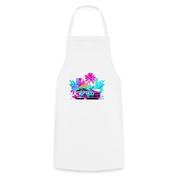Miami Car 5 - Cooking Apron - white - Front - AI Model Male 185 dark (185cm)