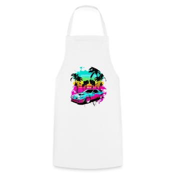 Miami Car 1 - Cooking Apron - white - Front - AI Model Male 185 dark (185cm)