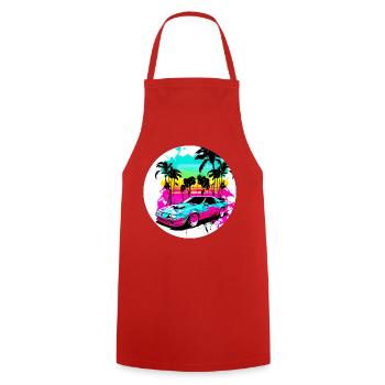Miami Car 1 - Cooking Apron - red - Front - AI Model Male 185 dark (185cm)