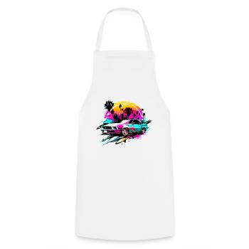 Miami Car 3 - Cooking Apron - white - Front - AI Model Male 185 dark (185cm)