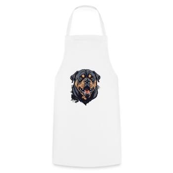Rottweiler - Kochschürze - Weiß - Vorne - AI Model Male 185 dark (185cm)