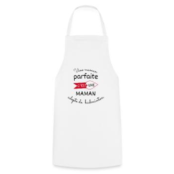 maman parfaite, maman adepte de badminton - Tablier de cuisine - blanc - Devant - AI Model Male 185 dark (185cm)
