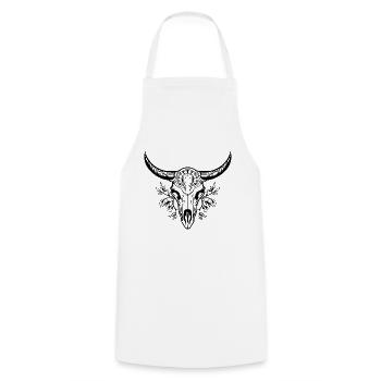 Crâne de vache Boho - Tablier de cuisine - blanc - Devant - AI Model Male 185 dark (185cm)