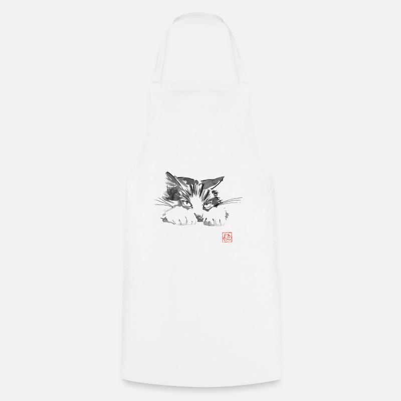 Cat sulky - Cooking Apron - white
