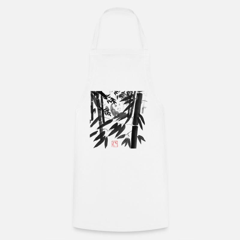 panda in forest - Tablier de cuisine - blanc