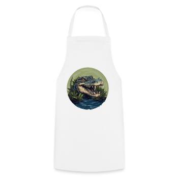 Crocodile - Cooking Apron - white - Front - AI Model Male 185 dark (185cm)