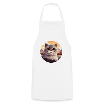 Scottish fold-eared cat - Cooking Apron - white - Front - AI Model Male 185 dark (185cm)