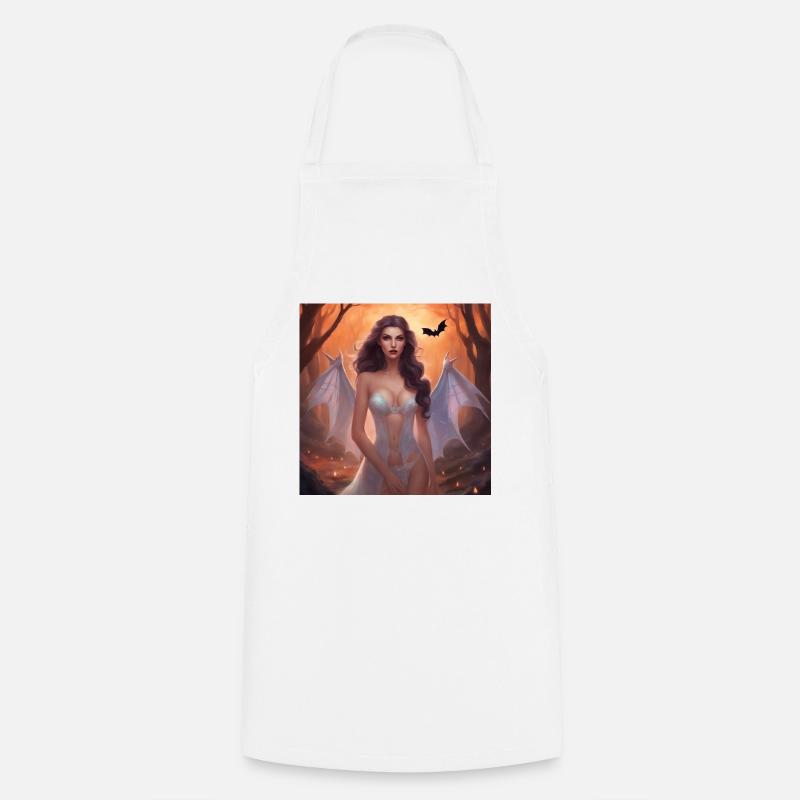 Female Vampire in Forest - Cooking Apron - white