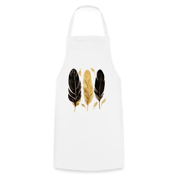 Golden Feathers - Cooking Apron - white - Front - AI Model Male 185 dark (185cm)