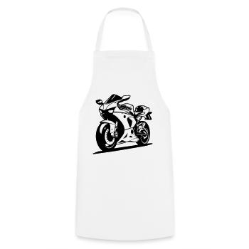 Sport Bike - Cooking Apron - white - Front - AI Model Male 185 dark (185cm)