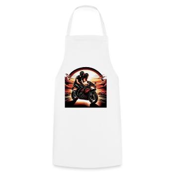 Étreinte de balade au coucher du soleil - Tablier de cuisine - blanc - Devant - AI Model Male 185 dark (185cm)