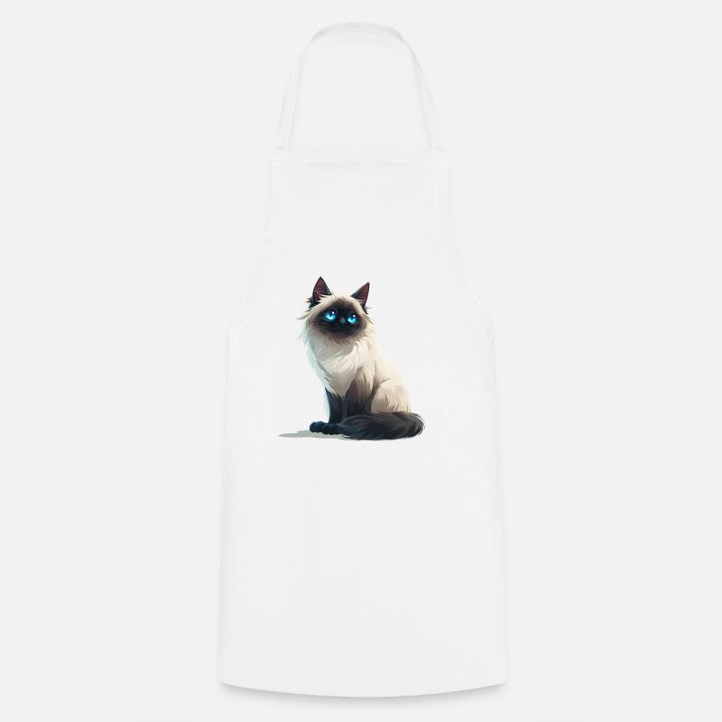 Burmese Cat - Cooking Apron - white