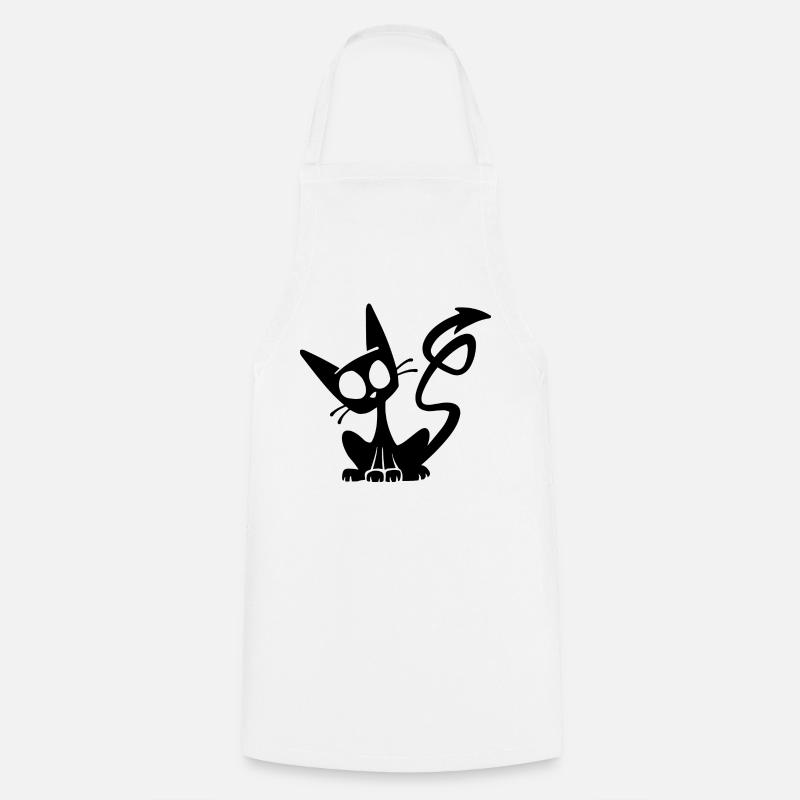 Devil Black Cat - Tablier de cuisine - blanc