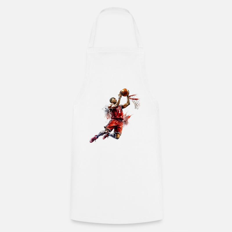 Basketball player drawing basket with lapi - Cooking Apron - white