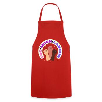 TOO MUCH LABOUR - Cooking Apron - red - Front - AI Model Male 185 dark (185cm)