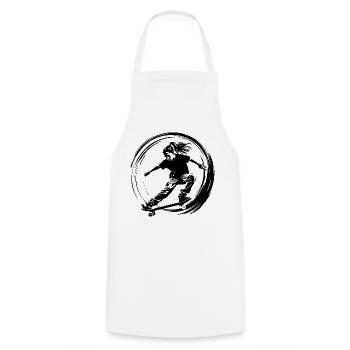 Skateboarding Woman Skateboard Silhouette - Cooking Apron - white - Front - AI Model Male 185 dark (185cm)